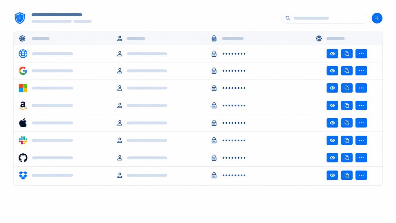 Esempio di registro centralizzato: password sempre mascherate, ricerca immediata ed elenco delle persone autorizzate.